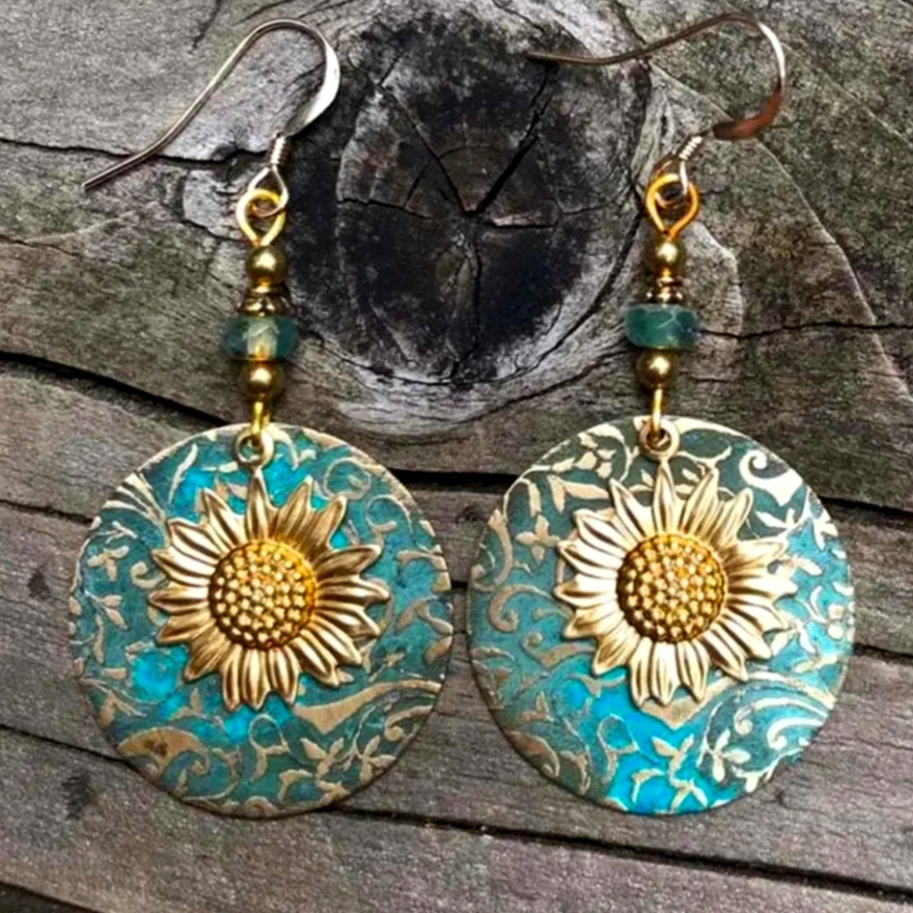 Vintage Style Sunflower Earrings